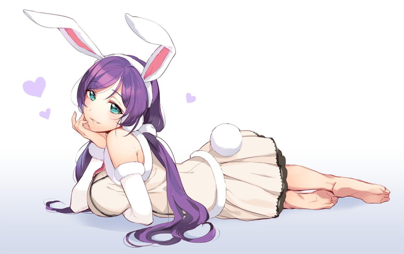 1080P, twintails, Bunny Ears, Love Live!, Anime Girls, Aqua Eyes, Toujou Nozomi, Purple Hair, anime