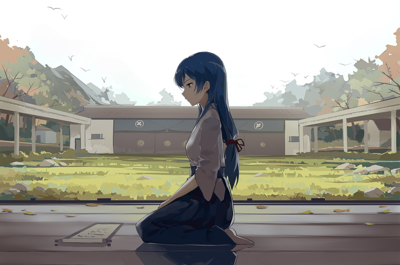 blue hair, longhair, anime girls, 720P, Sonoda Umi, Love Live!, barefoot