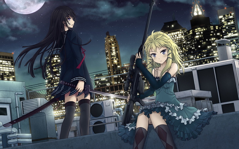 720P, Black Bullet, Kisara Tendo, sniper rifle, anime girls, anime, Tina Sprout