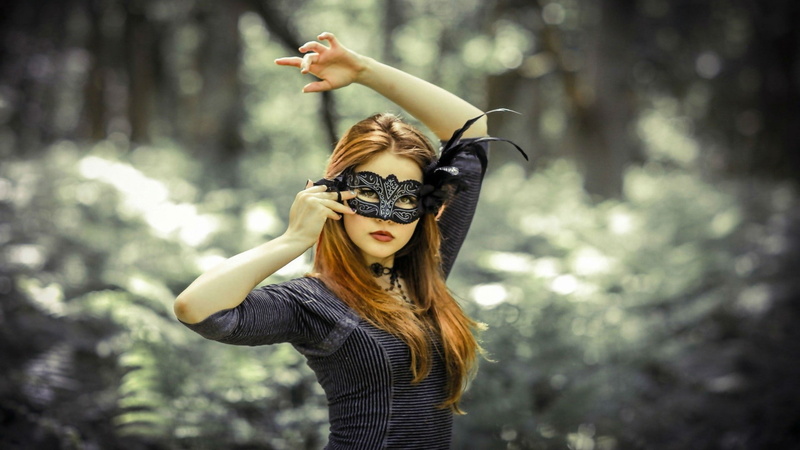 venetian masks, young women, hair, brunette, fashion, looking at viewer, lifestyles, blonde, looking at camera, beauty, portrait, hand, one person, hairstyle