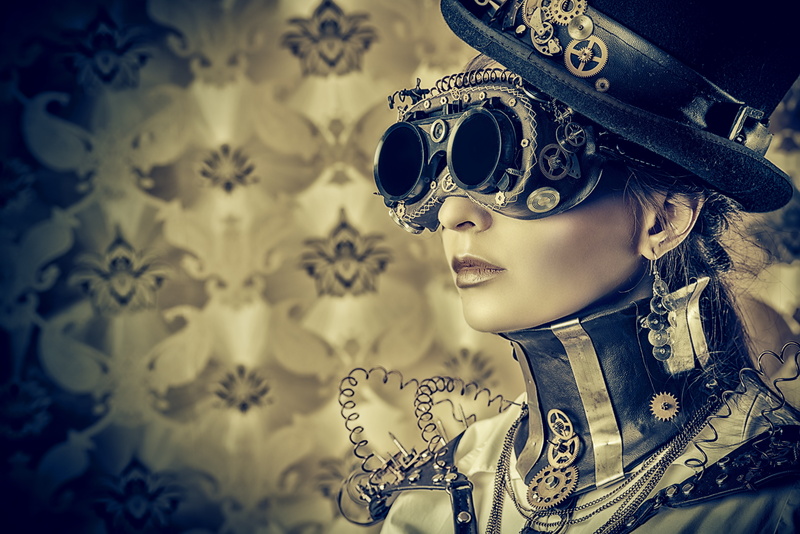 clothing, close-up, brunette, 5K, carnival - celebration event, focus on foreground, representation, fashion, steampunk, human representation, people