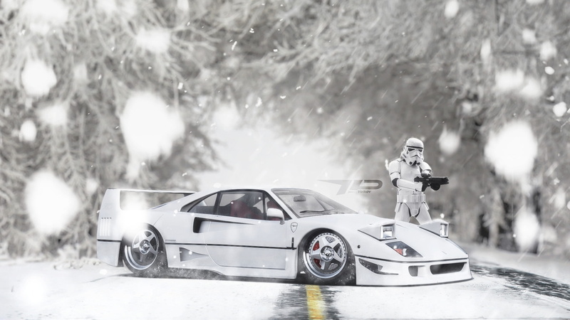stormtrooper, plant, winter, selective focus, transportation, no people, focus on foreground, mode of transportation, outdoors, toy, motor vehicle, day