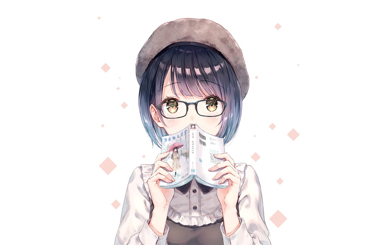 256374, eyes, book, hair, konachan, brown, original, white, hat, goane, 1080P, black, ryu, hiten, fashion, lolita, short, blush, com