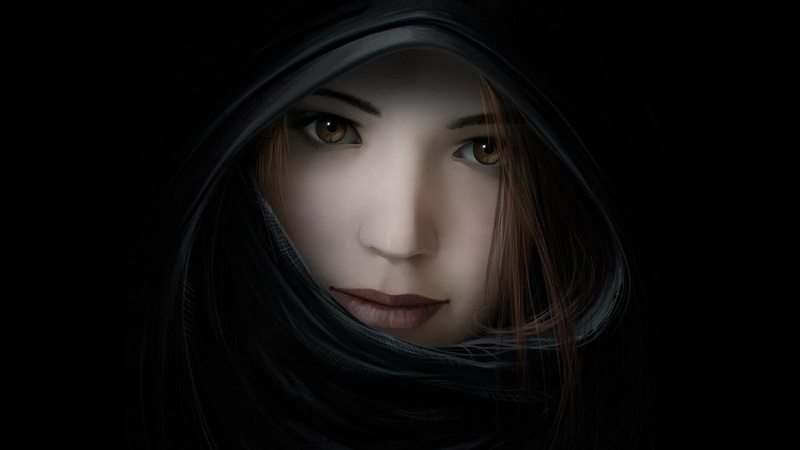 art, black, Kasumi, faces, hoodie, 1080P, anime, x, hd, background