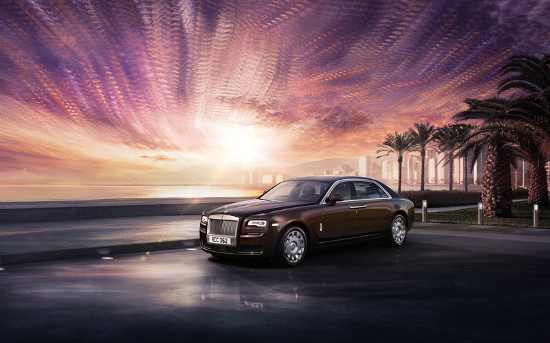 2K, car, Rolls-Royce Phantom, clouds, sky, palm trees, Rolls-Royce, vehicle