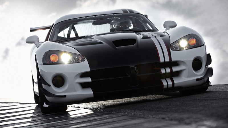vehicle, competition, black, auto racing, outdoors, speed, sports car, chrome, car, racecar, front view, silver colored, sports race, driving, SRT10, white cars