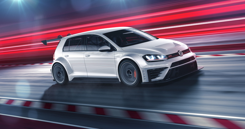 white, Volkswagen Golf GTI TCR, racecar, 4K