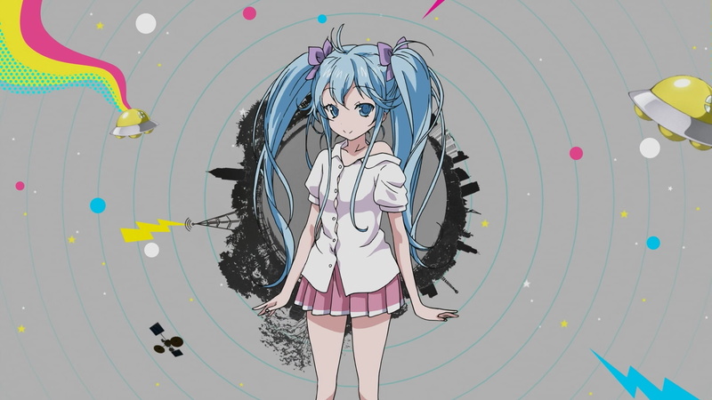 background, shape, multi colored, low angle view, indoors, craft, human Hair, skirt, denpa onna to seishun otoko, smile, fantasy, geometric shape, one Person