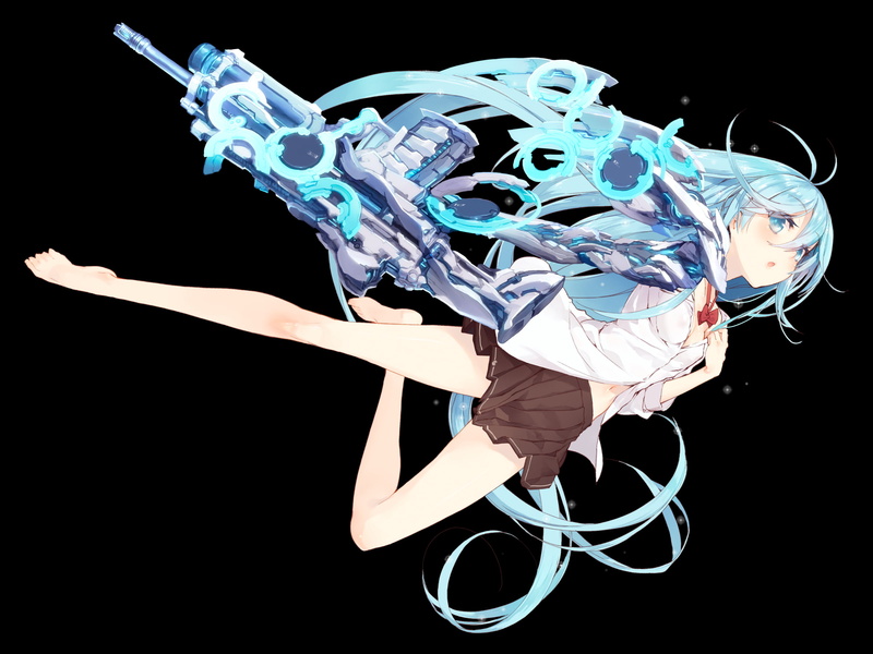 mechagirl, transparent, skirt, gun, blue, weapon, erio, barefoot, hair, 1080P, denpa, long, touwa, otoko, onna, seishun, eyes, unaji