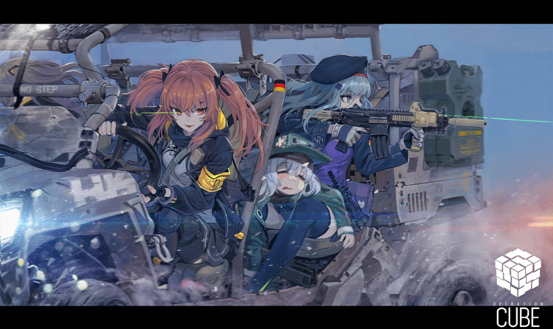 ump-9, combat, girls, hk416, anthropomorphism, 262113, g11, 2K, group, gun, vehicle, (girls, konachan, com, frontline, ladic, weapon, frontline)