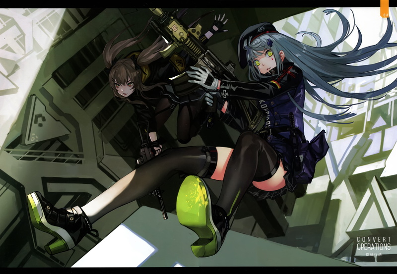 long hair, portrait, ponytail, anime girls, anime, weapon, 5K, open mouth, HK416 (Girls Frontline), brunette, portrait display, HK416 (Girls Frontline)