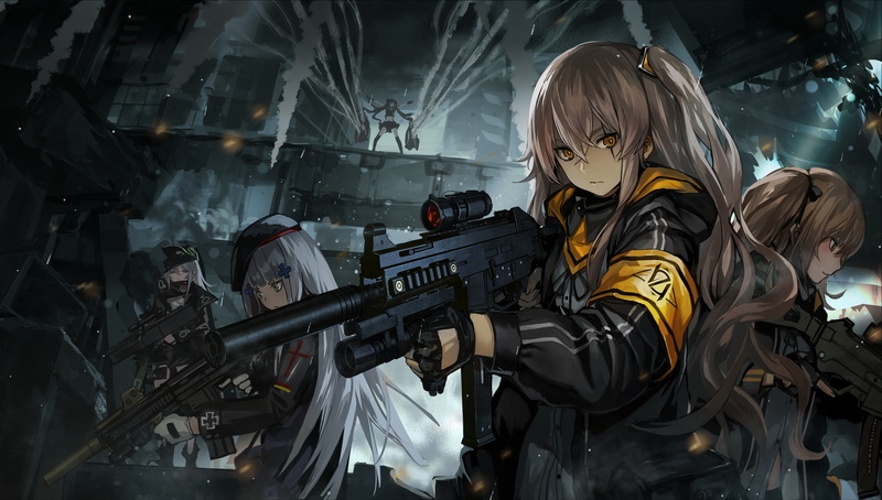 heavy weapons, 2K, girls frontline, operation, Anime, ump9, ump45