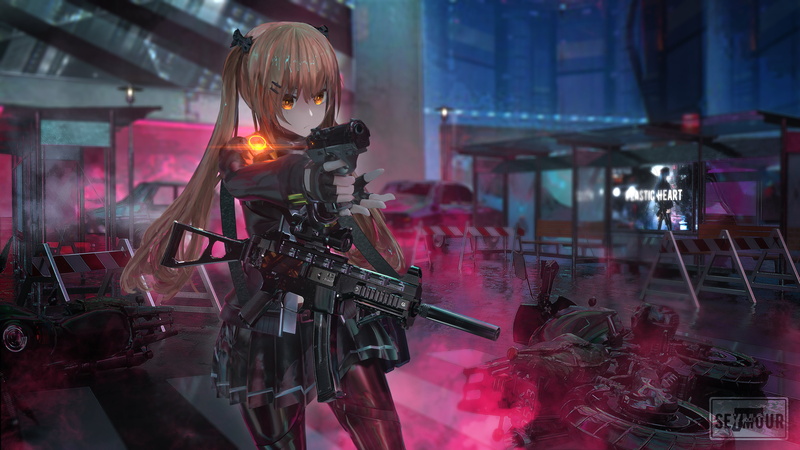 UMP9 (Girls Frontline), Seymour, anime, anime girls, 4K, Girls Frontline