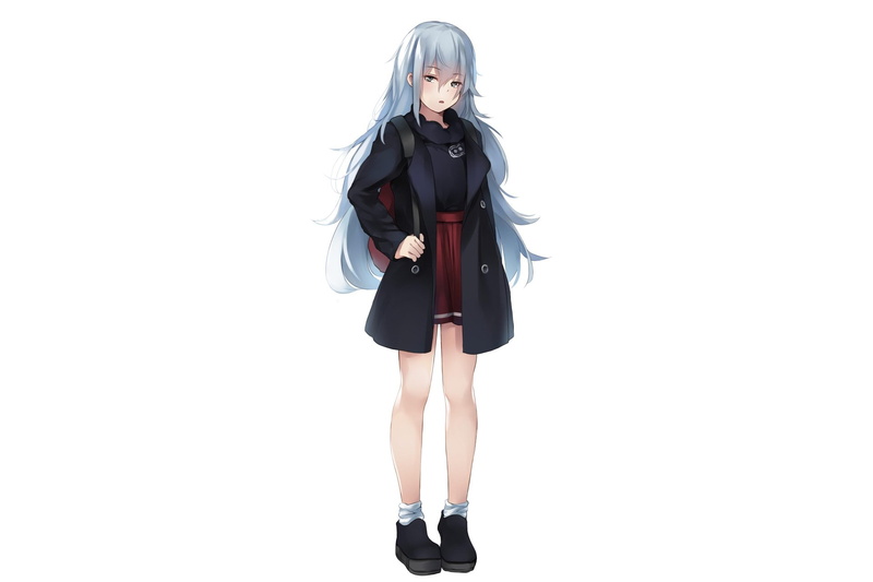 adult, front view, shoe, young adult, full length, white background, beautiful woman, lifestyles, standing, indoors, G11 (Girls Frontline), copy space