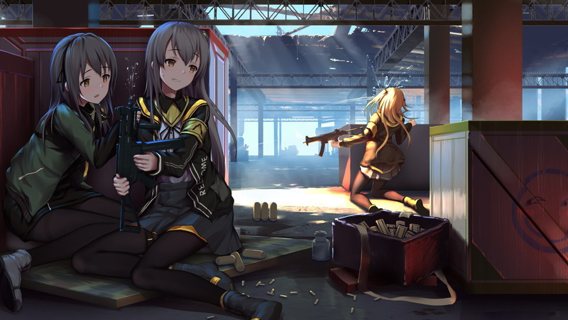 black stockings, anime, holding, 2K, long hair, Girls Frontline, clothing, safety, women, young adult, casual clothing, adult, sunlight, lifestyles, real people