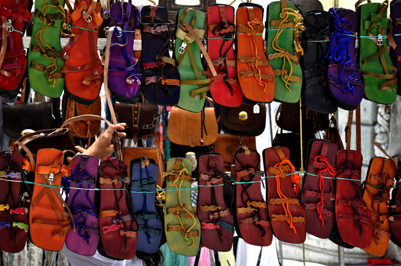hanging, multi colored, sandals, 2K, childhood, color, retail display, order, outdoors, market, clothing, day, row, arrangement, collection, side by side