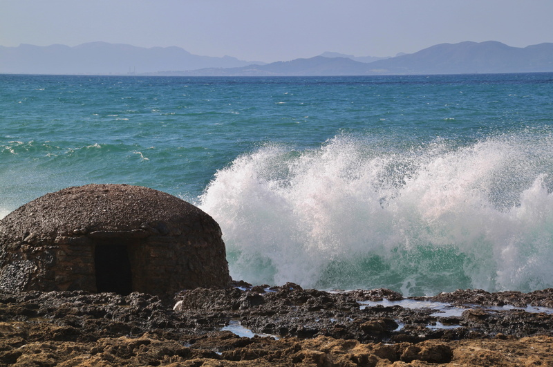 scenics - nature, rock - object, south, beauty in nature, 4K, summer, blue, surf, fishermans hut, rocky coast, since wind, strong winds, stone house, Nature