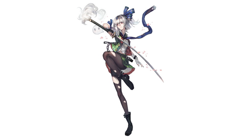 vertebrate, emotion, technology, Touhou, female, white, freedom, women, full length, studio shot, holding, cut out, toy, 2K, anime girls, Konpaku Youmu