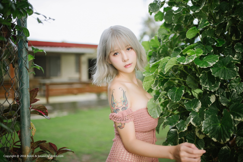 girls, 5K, tattoo, model, green color, childhood, innocence, portrait, plant, women outdoors, xiamei jiang, looking at viewer, blonde, fashion, three quarter length