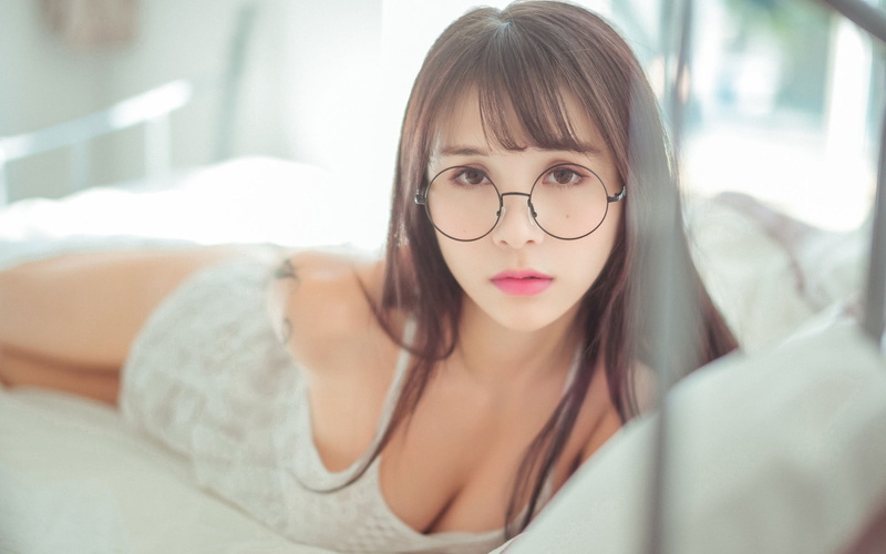 Asian, Xià Měi Jiàng, face, women with glasses, 1080P, women
