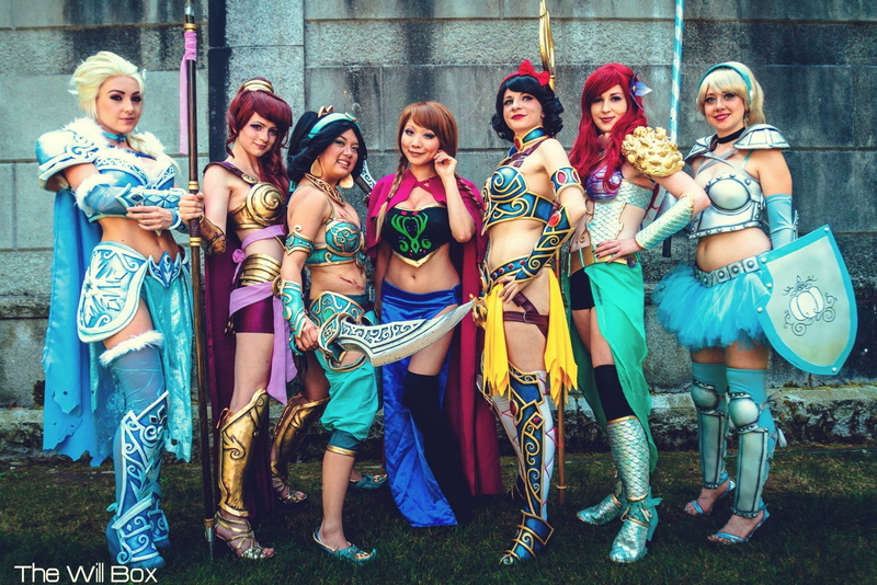 cleavage, warrior, Disney princesses, men, looking at camera, smiling, clothing, real people, 1080P, Disney, s, day, group of women, cheerful, lifestyles