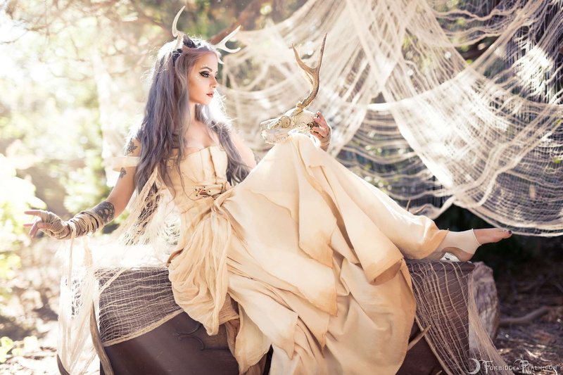 adult, ForbiddenRealm, purple hair, beauty, women, hairstyle, portrait, clothing, forest creature, young women, witch, fashion, beautiful people, outdoors