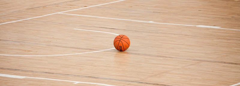 orange color, school gymnasium, ball, flooring, high angle view, absence, day, team sport, hardwood, no people, 4K, wood - Material, brown, sport, hardwood floor