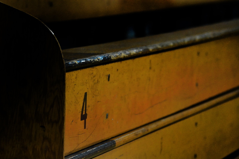 sitting, old, 4K, watch, musical instrument, sit, audience, selective focus, yellow, box - container, close-up, gymnasium, no people, metal, architecture