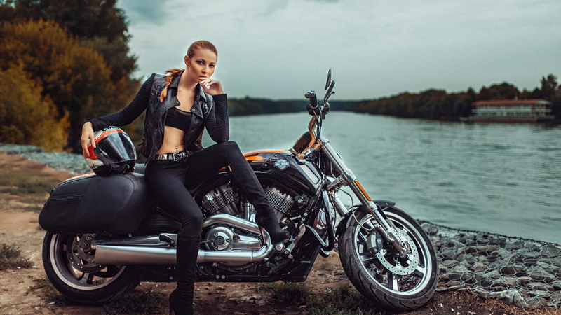leather jacket, sitting, mode of transportation, outdoors, model, motorcycle, women, riding, top, black, biker, happiness, emotion, beauty, s, black outfits