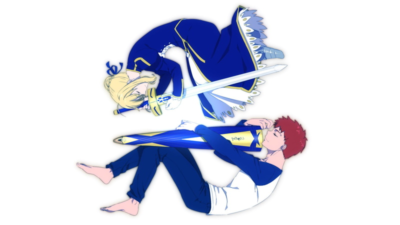 studio shot, no people, close-up, variation, still life, cut out, arts culture and entertainment, Saber, high angle view, Shirou Emiya, multi colored, blue