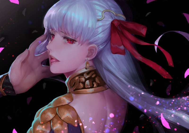 simple background, kama(Fate/Grand order), peperon, digital art, anime girls, Fate Series, Fate/Grand Order, 720P, anime