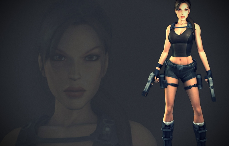 fashion, young adult, beauty, black background, women, looking at camera, dark, robot, hot pants, Lara Croft, indoors, beautiful woman, young women, human representation
