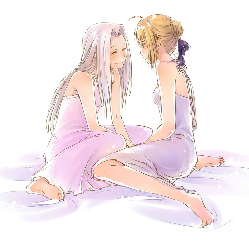 adult, young adult, blond hair, white background, long hair, togetherness, beautiful woman, people, beauty, Fate Series, women, young women, Saber, hair