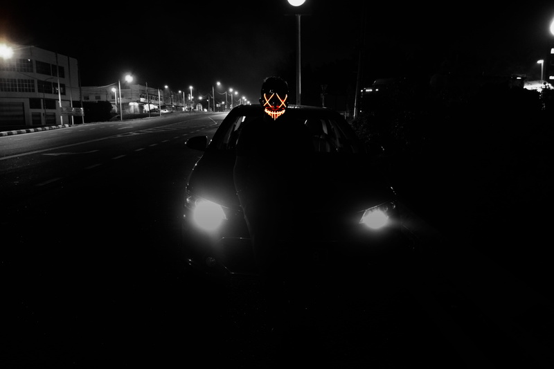 built structure, mask, headlight, purge, malaysia, street, city, labis, motor vehicle, mode of transportation, lifestyles, lighting equipment, illuminated