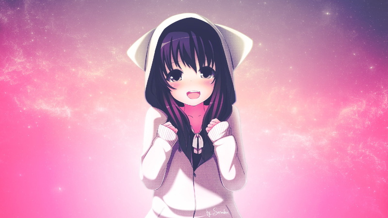 beautiful woman, anime girls, girls, 1080P, women, anime, innocence, pink color, one person, lifestyles, digital, wearing, pullover, portrait
