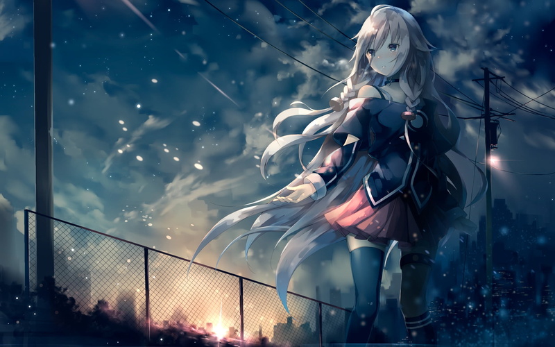 snow, Vocaloid, architecture, full length, plant, young women, leisure activity, 1080P, anime, low angle view, people, young adult, anime girls, real people