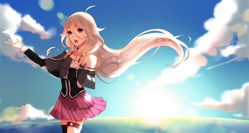 IA (Vocaloid), anime, blue eyes, Vocaloid, anime girls, pink hair, long hair, 2K, skirt