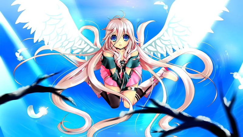 IA (Vocaloid), close-up, creativity, no people, representation, fantasy, bone, wings, multi colored, Vocaloid, indoors, human representation, blue, illuminated