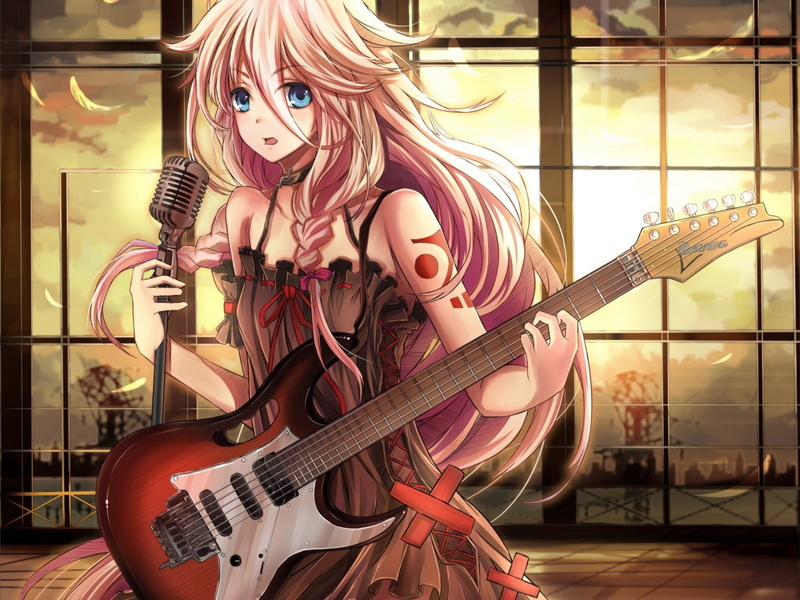 young adult, playing, musical instrument, string instrument, guitar, real people, 720P, young women, music, IA (Vocaloid), arts culture and entertainment