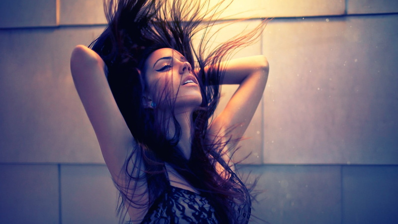 adult, nightlife, beauty, human hair, arms up, one person, 1080P, long hair, motion, beautiful people, hair toss, dark hair, wind, filter, emotion, young women