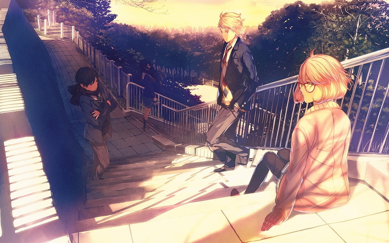 sunlight, females, leisure activity, real people, women, outdoors, childhood, white, Japan, adult, tree, Kyoukai no Kanata, girls, day, 720P, people, table