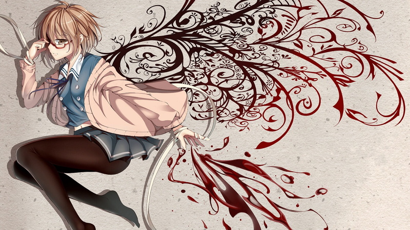 young adult, anime girls, blond hair, lifestyles, artwork, beautiful woman, Kyoukai no Kanata, one person, red, 1080P, beauty, adult, hair, fashion, pattern