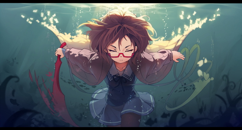 anime girls, closed eyes, 1080P, Kyoukai no Kanata, anime, glasses, Kuriyama Mirai