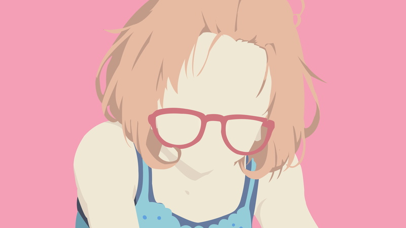glasses, Kyoukai no Kanata, anime girls, 4K, Kuriyama Mirai
