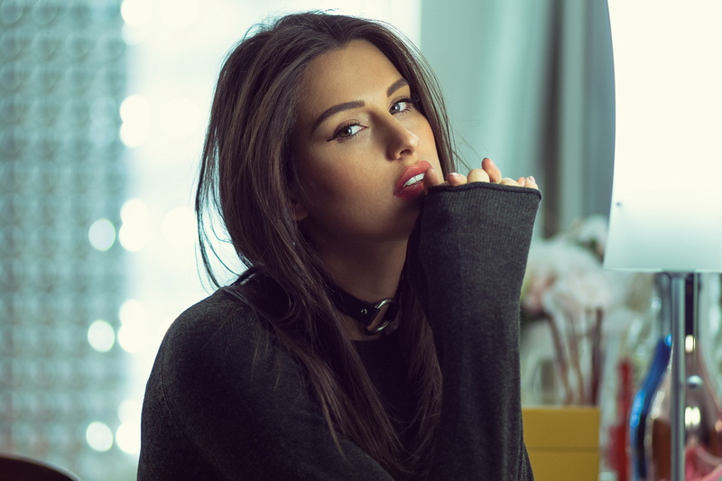 portrait, choker, 1080P, face, eyeliner, women