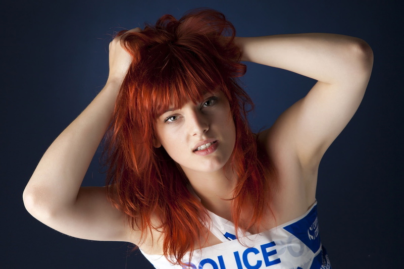 studio shot, beautiful woman, dyed hair, armpits, beautiful people, face, adult, young adult, body part, fashion, dyed red hair, redhead, hair, headshot
