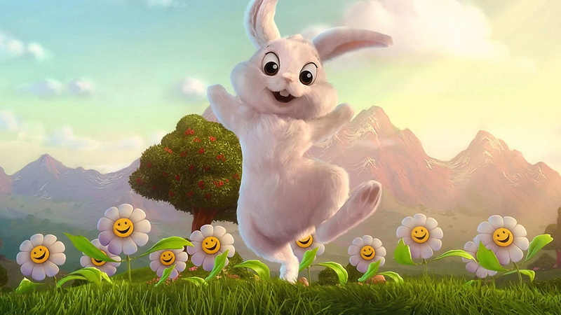 bunny, cartoon, happy, 1080P