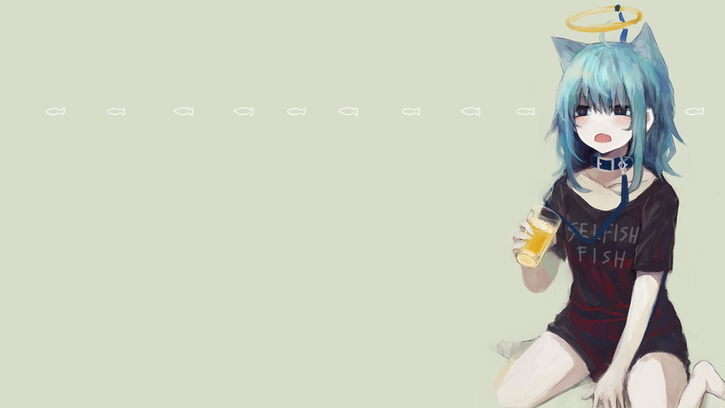 innocence, looking at camera, manga, front view, nekomimi, representation, 1080P, human representation, costume, copy space, anime, anime girls, three quarter length
