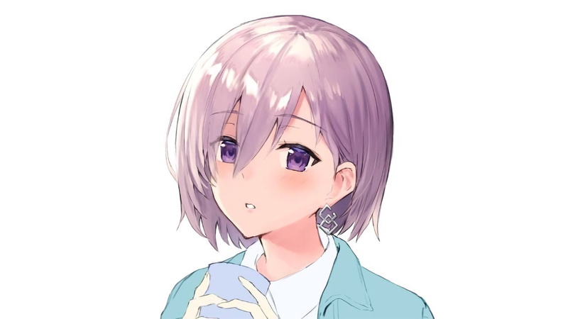 young women, hairstyle, minimalism, portrait, pink hair, simple background, one person, close-up, anime girls eating, digital composite, purple hair, cut out