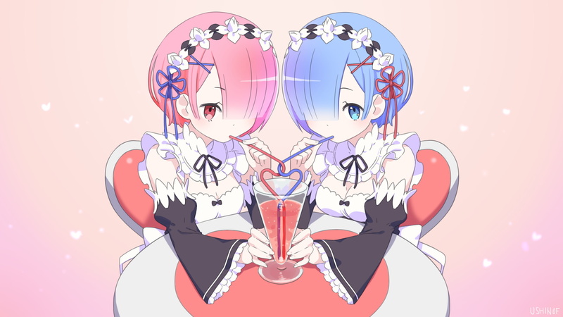 multi colored, close-up, maid outfit, Re:Zero Kara Hajimeru Isekai Seikatsu, representation, anime girls, anime, pink color, maid, nature, Rem (Re: Zero)